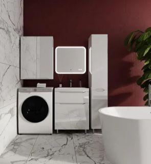 Пенал Style Line Марелла Люкс Plus L СС-00002445 30см с бельевой корзиной белый матовый